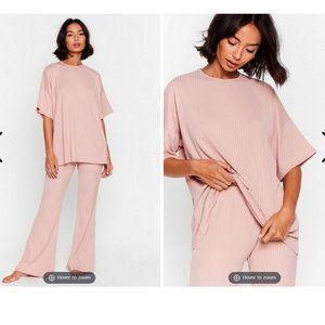 NWT 2-pc pink ribbed lounge set